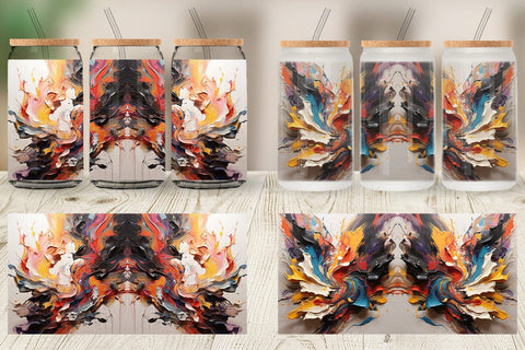 Glass Can 3D Paint Splashes Sublimation artnoy 