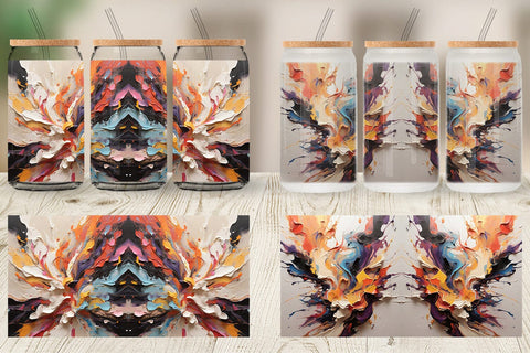 Glass Can 3D Paint Splashes Sublimation artnoy 
