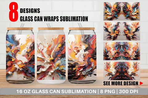 Glass Can 3D Paint Splashes Sublimation artnoy 