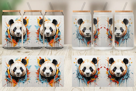 Glass Can 3D Panda Painting Sublimation artnoy 