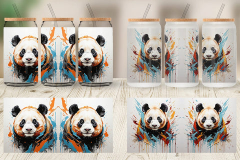 Glass Can 3D Panda Painting Sublimation artnoy 