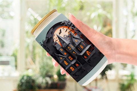 Glass Can 3D Paper Haunted House Sublimation artnoy 