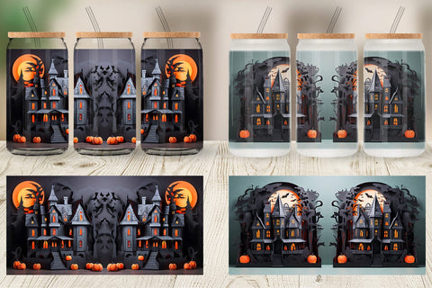 Glass Can 3D Paper Haunted House Sublimation artnoy 