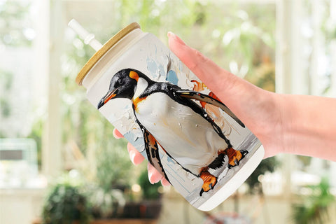 Glass Can 3D Penguin Painting Sublimation artnoy 