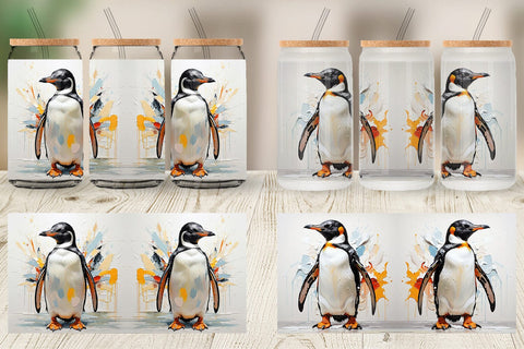 Glass Can 3D Penguin Painting Sublimation artnoy 