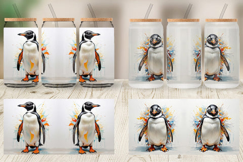 Glass Can 3D Penguin Painting Sublimation artnoy 