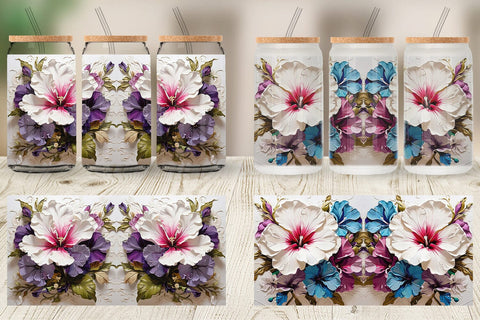 Glass Can 3D Petunia Flower Sublimation artnoy 