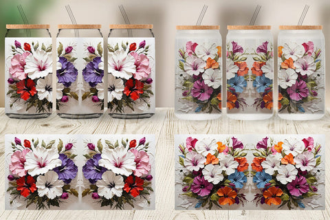 Glass Can 3D Petunia Flower Sublimation artnoy 