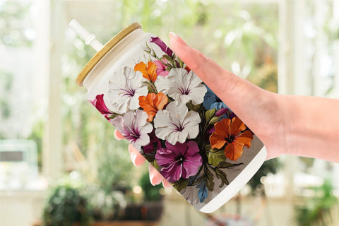 Glass Can 3D Petunia Flower Sublimation artnoy 