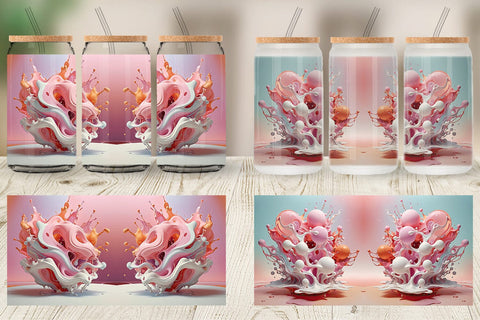 Glass Can 3D Pink Liquid Sublimation artnoy 