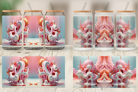 Glass Can 3D Pink Liquid Sublimation artnoy 