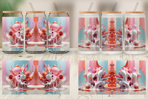 Glass Can 3D Pink Liquid Sublimation artnoy 