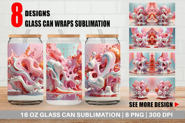 Glass Can 3D Pink Liquid Sublimation artnoy 
