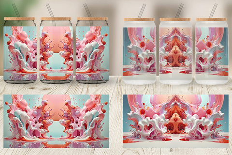 Glass Can 3D Pink Liquid Sublimation artnoy 