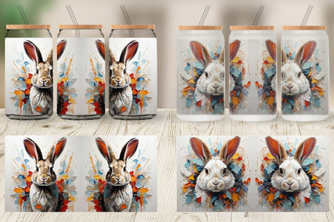 Glass Can 3D Rabbit Painting Sublimation artnoy 