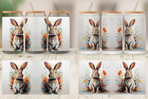 Glass Can 3D Rabbit Painting Sublimation artnoy 