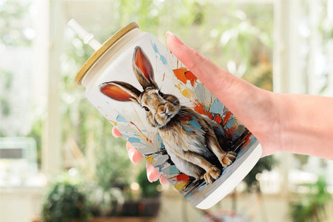 Glass Can 3D Rabbit Painting Sublimation artnoy 