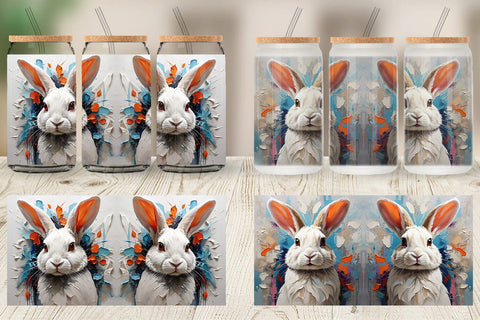 Glass Can 3D Rabbit Painting Sublimation artnoy 