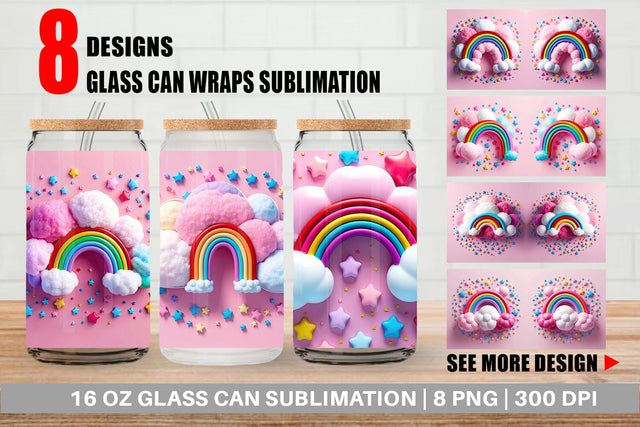 Glass Can 3D Rainbow and Cloud Sublimation artnoy 