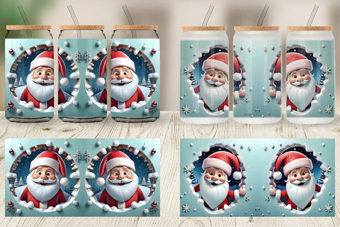 Glass Can 3D Santa Claus Sublimation artnoy 