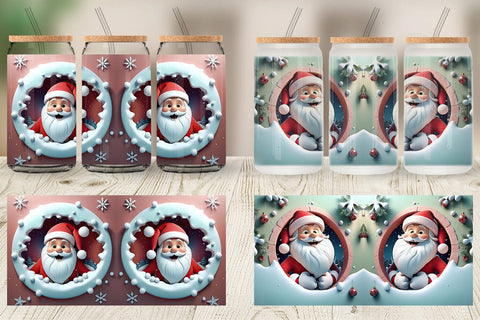 Glass Can 3D Santa Claus Sublimation artnoy 