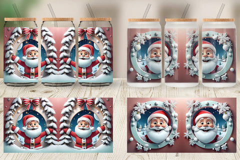 Glass Can 3D Santa Claus Sublimation artnoy 