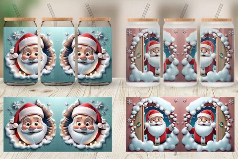Glass Can 3D Santa Claus Sublimation artnoy 