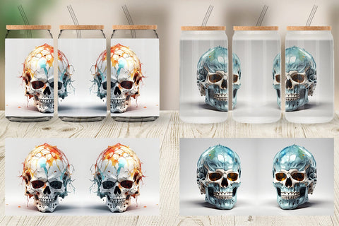 Glass Can 3D Skull Halloween Sublimation artnoy 