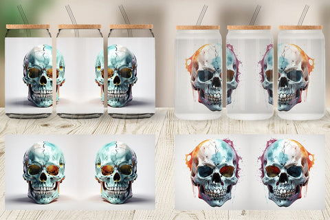 Glass Can 3D Skull Halloween Sublimation artnoy 