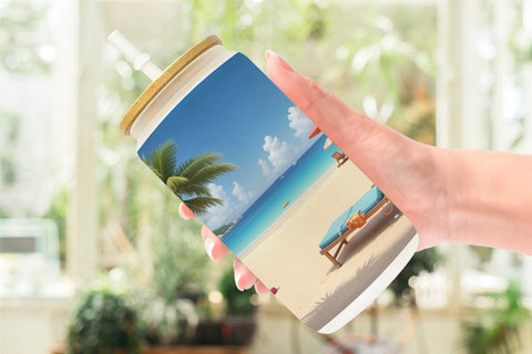 Glass Can 3D Summer Beach Sublimation artnoy 