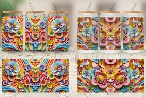 Glass Can 3D Summer Flowers Sublimation artnoy 