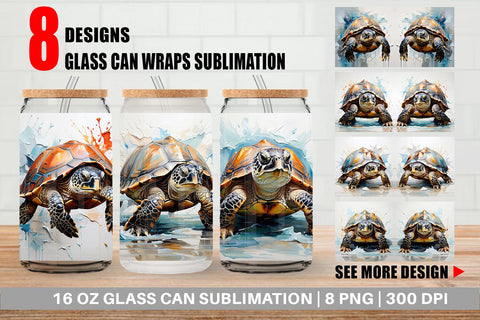 Glass Can 3D Turtle Painting Sublimation artnoy 