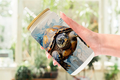 Glass Can 3D Turtle Painting Sublimation artnoy 