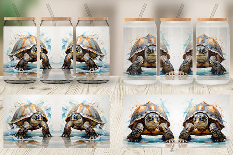 Glass Can 3D Turtle Painting Sublimation artnoy 