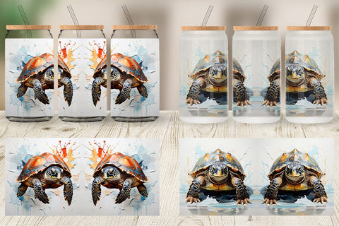 Glass Can 3D Turtle Painting Sublimation artnoy 