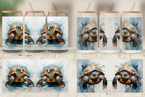 Glass Can 3D Turtle Painting Sublimation artnoy 