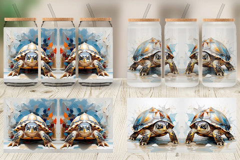 Glass Can 3D Turtle Painting Sublimation artnoy 