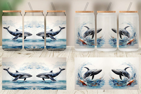 Glass Can 3D Whale Painting Sublimation artnoy 