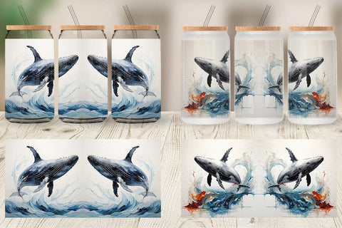 Glass Can 3D Whale Painting Sublimation artnoy 