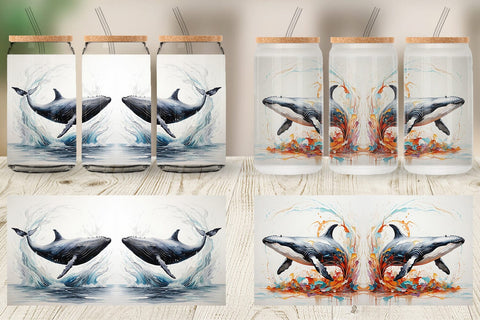 Glass Can 3D Whale Painting Sublimation artnoy 