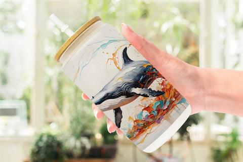Glass Can 3D Whale Painting Sublimation artnoy 
