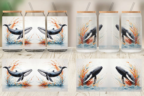 Glass Can 3D Whale Painting Sublimation artnoy 