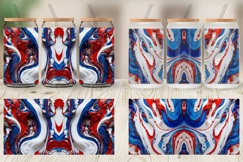 Glass Can 4th July Marble Texture Sublimation artnoy 