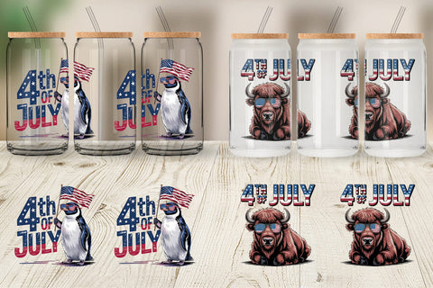 Glass Can 4th of July Animal Sublimation artnoy 