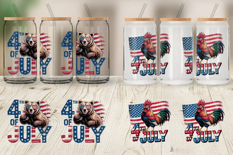Glass Can 4th of July Animal Sublimation artnoy 