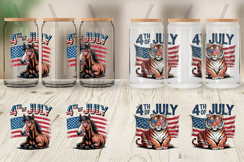 Glass Can 4th of July Animal Sublimation artnoy 