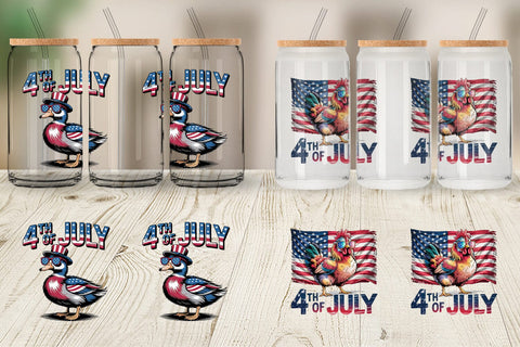 Glass Can 4th of July Animal Sublimation artnoy 