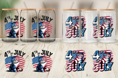 Glass Can 4th of July Cat Sublimation artnoy 