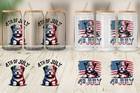 Glass Can 4th of July Dog 3D Paper artnoy 