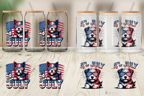 Glass Can 4th of July Dog 3D Paper artnoy 